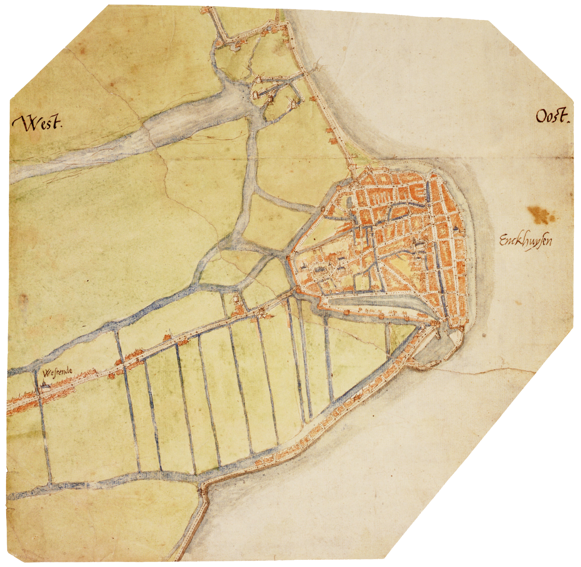 Kaart van Enkhuizen uit 1558-1560